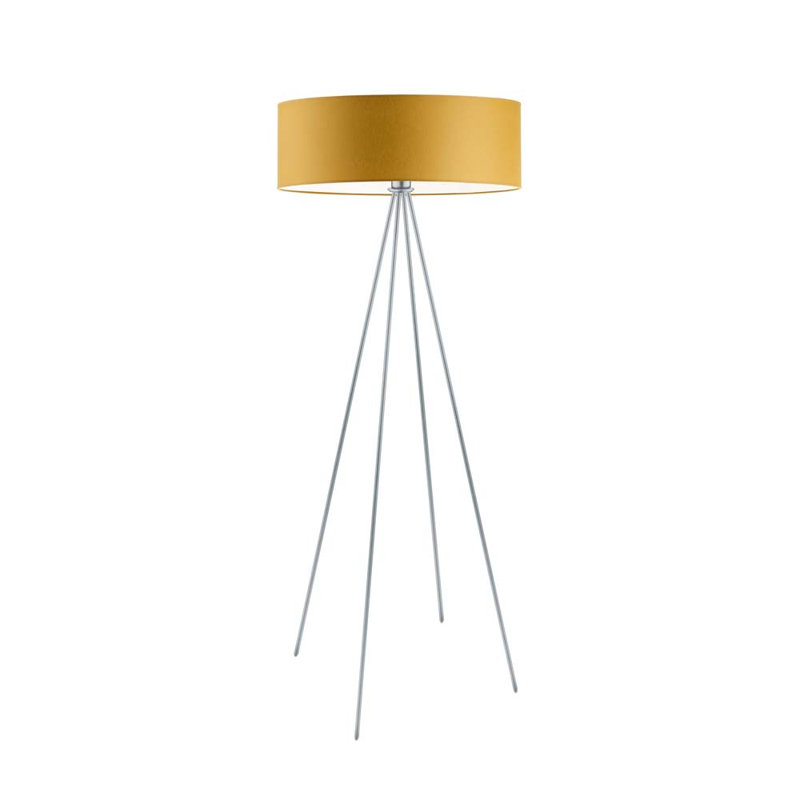 Arnesha 157cm Traditional Floor Lamp, Silver, Mustard