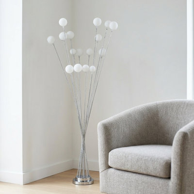 61.5" In 16-Light Acrylic Globe Aluminun Led Chrysanthe Silver Chrome Metal Floor Lamp
