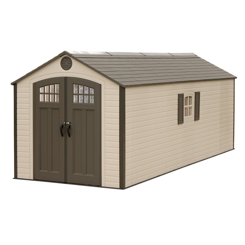 Lifetime 8 Ft. x 20 Ft. High-Density Polyethylene (Plastic) Outdoor Storage Shed with Steel-Reinforced Construction, Yes