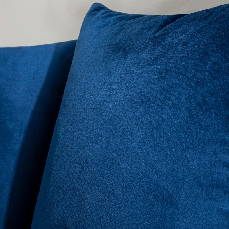 (Covers With Inserts) Set of Two 18'' or 20'' Solid Colours Flat Pattern Throw Pillows, Navy, 18'' H x 18'' W, Polyester
