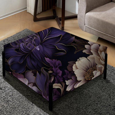 Shadowed Blossoms Moody Patterns - Floral Large Square Ottoman