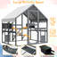 Maison d'extérieur pour chat en bois 28 pi - Enceinte de luxe avec portes, parc, cachettes. Maisons grises, ponts. Couleur-1034369086