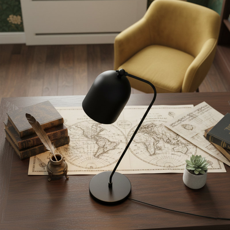 Lampe de bureau en métal 24 po avec abat-jour cloche Auerbach, Encre