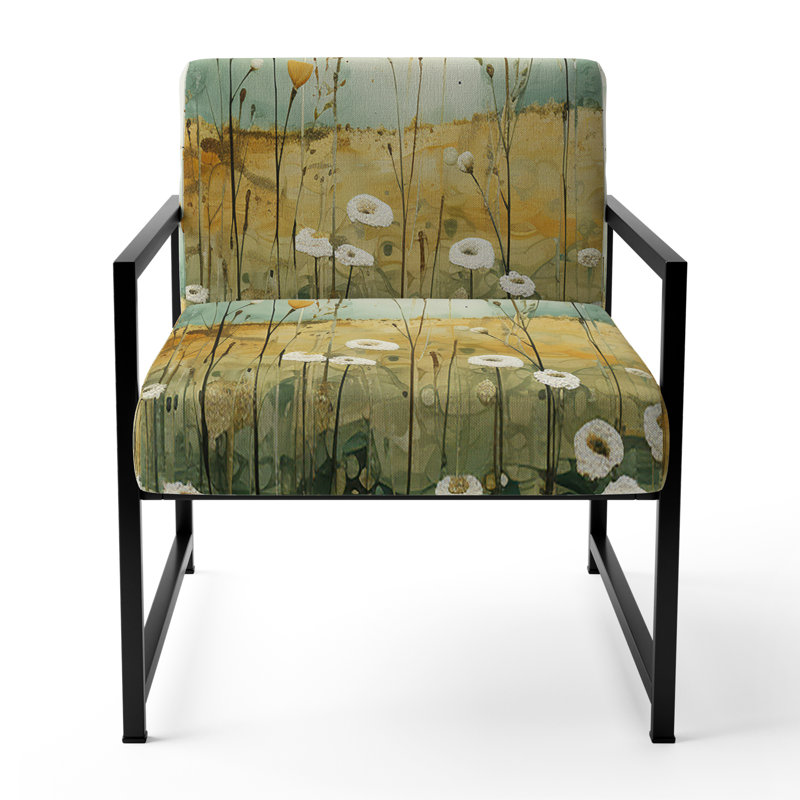 Whispering Meadows I - Chaise d'appoint rembourrée à motif abstrait, Noir