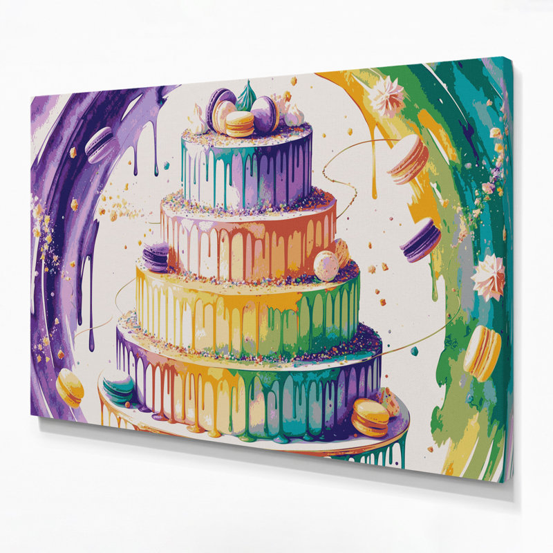 Desserts arc-en-ciel, art mural sur toile beige, H 11 po x l 14 po