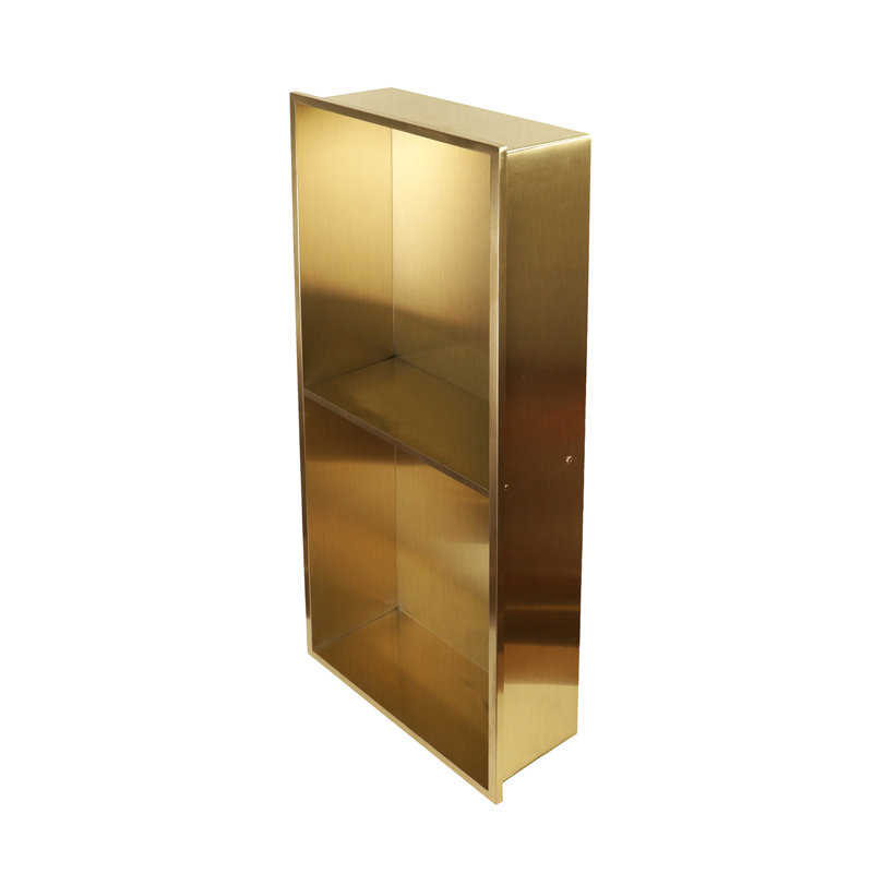 29" X 12" Double Shelves Shower Niche, Brushed Gold