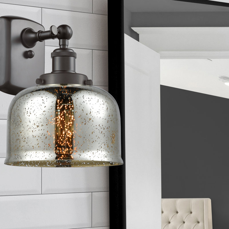 Applique murale 1 lumière 8 po Ballston Urban Bell, Argent mercuré plaqué, Bronze frotté à l'huile, Incandescent