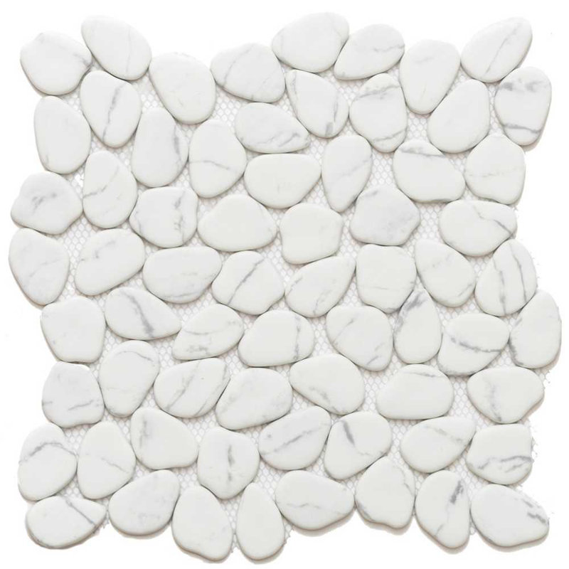 Carreau de mosaïque en verre recyclé cénote 13 po x 13 po, Blanc Blanco