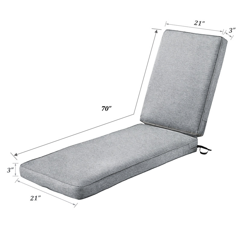 Coussin de dossier / siège d'extérieur, Gris, H 21 po x l 70 po x P 3 po