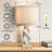 24.5" Gray Modern Dimmable Resin for Bedroom Living Room Bedside Desk Nightstand Table Lamp Set with Linen Drum Shape and USB Prot-314853824