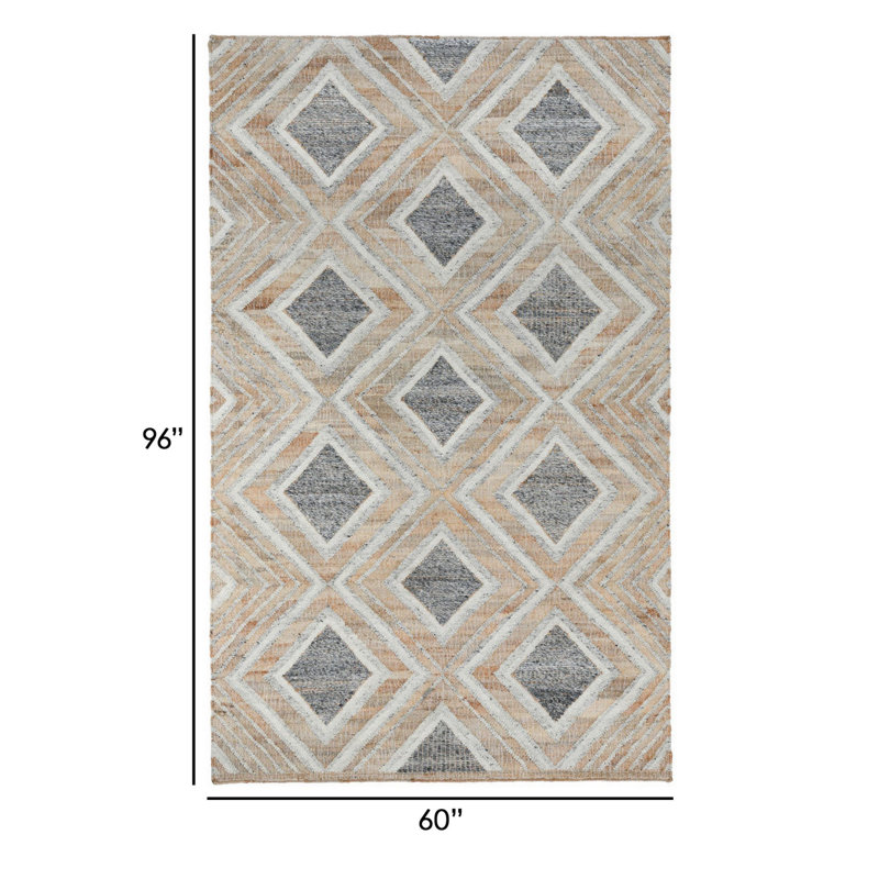 Geometric Area Rug in Natural/Gray, Rectangle 5' x 8'