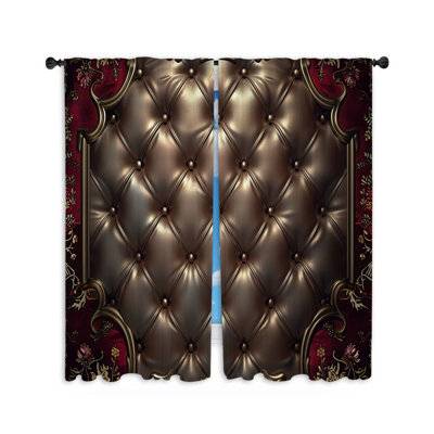Tufted Leather Visual Room Darkening Curtain Pair