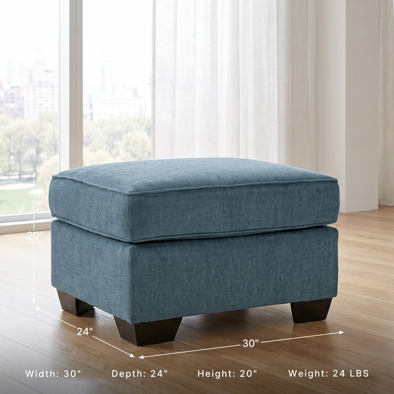 Repose-pieds rectangulaire large de 30 po Cashton, Bleu 100% polyester
