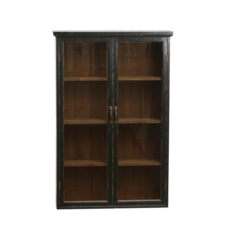 Vitrine en bois et verre Harlow avec 3 tablettes et 2 portes