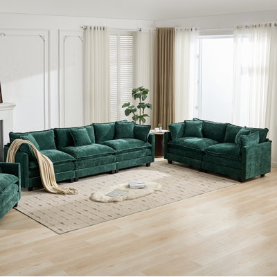 Modern Modular Living Room Set With Double-Layer Cushions