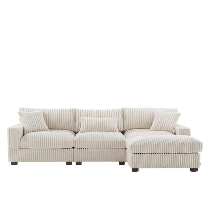 4 Seater Sectional, White Fabric
