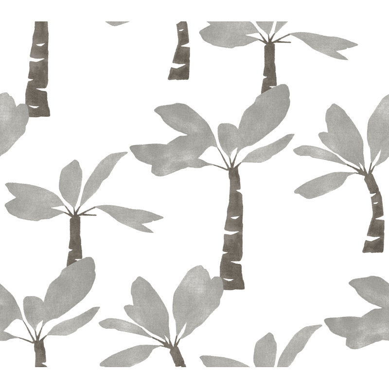 Papier peint peint Oasis Outremer, Gris