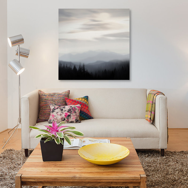 «Mountain Vista II», impression sur toile, H 12 po x l 12 po x P 0,75 po, Papier d'art encadré noir, Pas de tapis
