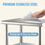 Table de préparation en acier inoxydable, 30 x 30 x 36 pouces, capacité de charge de 800 lb, table de travail en métal robuste avec tablette et pieds réglables, poste de travail commercial pour la cuisine, le garage et la cour arrière