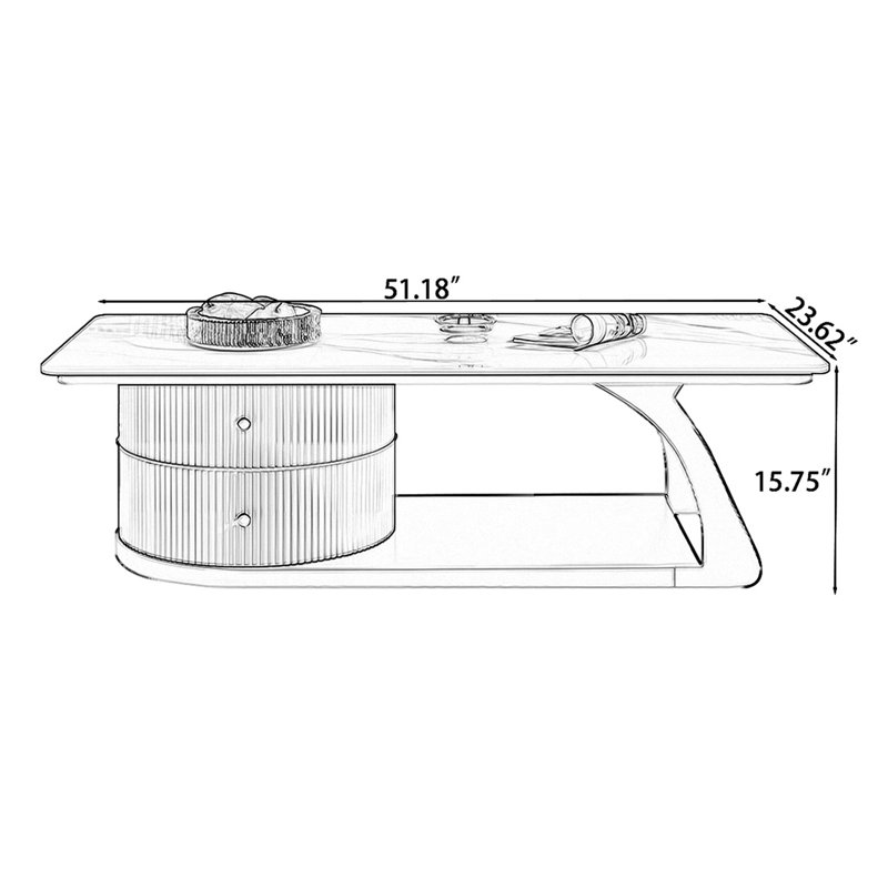 Table basse rectangulaire en bois manufacturé noir, 15.75" H x 51.18" W x 23.62" D, Noir