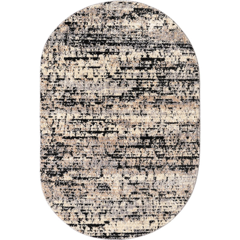 Tapis gris à motif abstrait Tucson, Ovale 4 pi x 6 pi