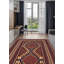 Tapis rouge foncé en laine noué à la main de conception unique 6 pi 4 po x 8 pi 6 po Jirina