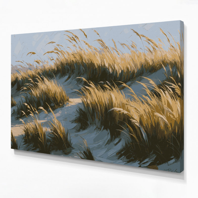 «Coastal Beach Grass Waves», art mural sur toile grise, H 11 po x l 14 po