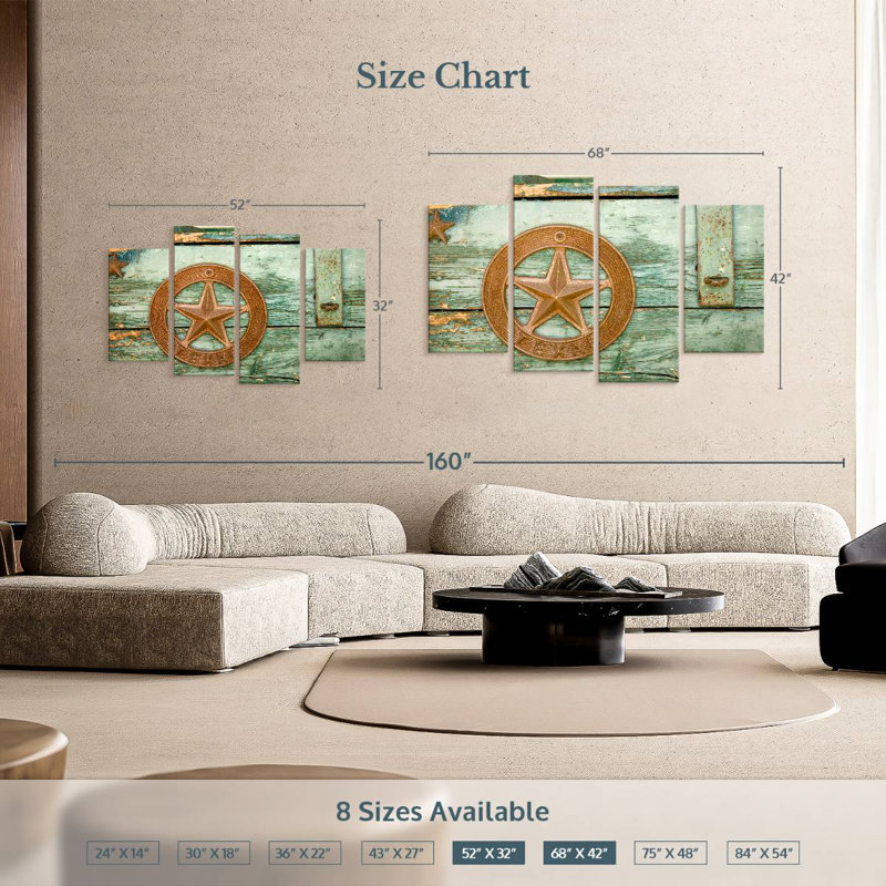 Lelar Rusted Texas Star, 42" H x 68" W
