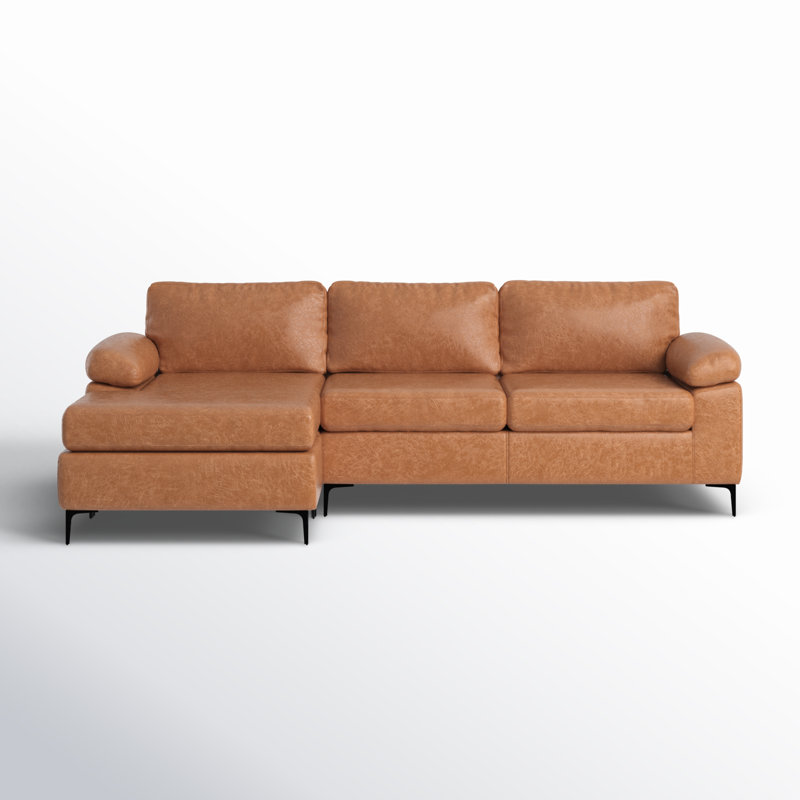 Canapé et chaise modulaire réversible en similicuir de 100,78 po de large Brevick, Similicuir brun