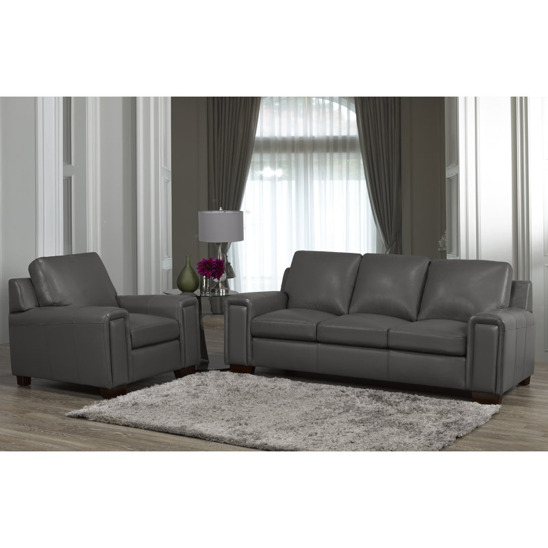Repose-pieds Edgmon, Cuir gris pierre