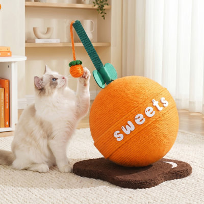  Grattoir à fruits en sisal 17 po avec jouet suspendu orange Fruit Lollipop