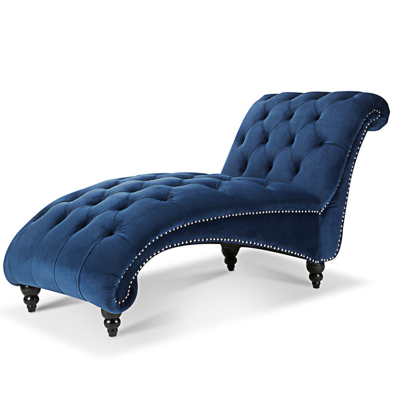 Tufted Armless Chaise Lounge, Brown