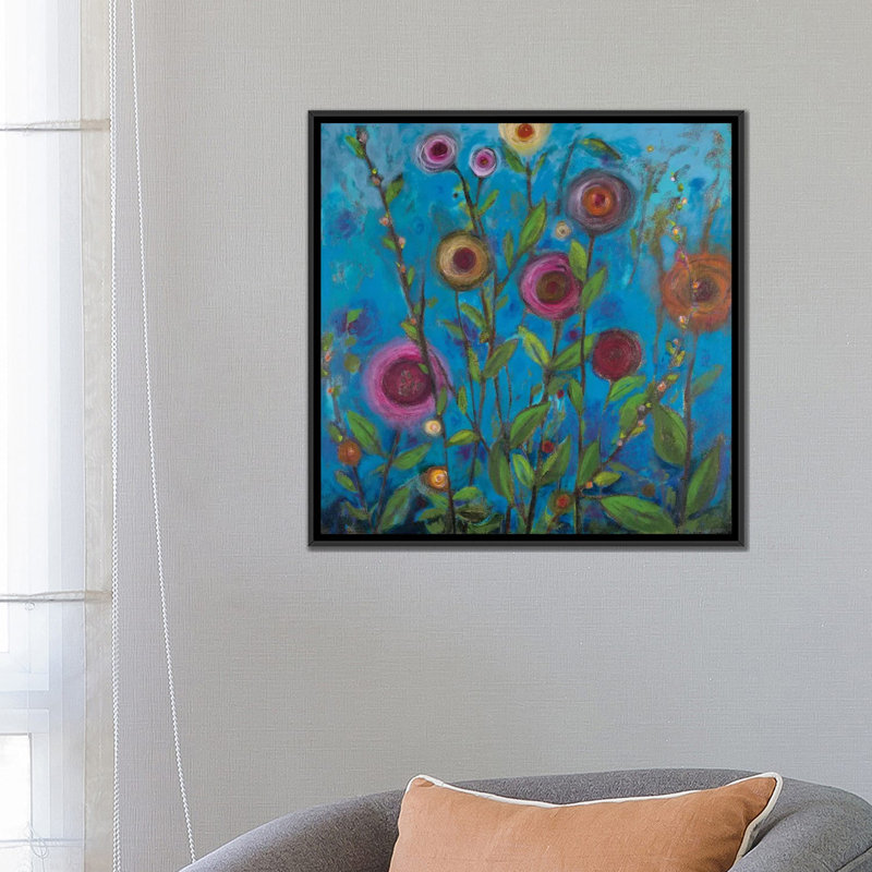 " Midnight Dusk " by Georgia Eider, 18" H x 18" W x 1.5" D, Black Framed Canvas, No Mat