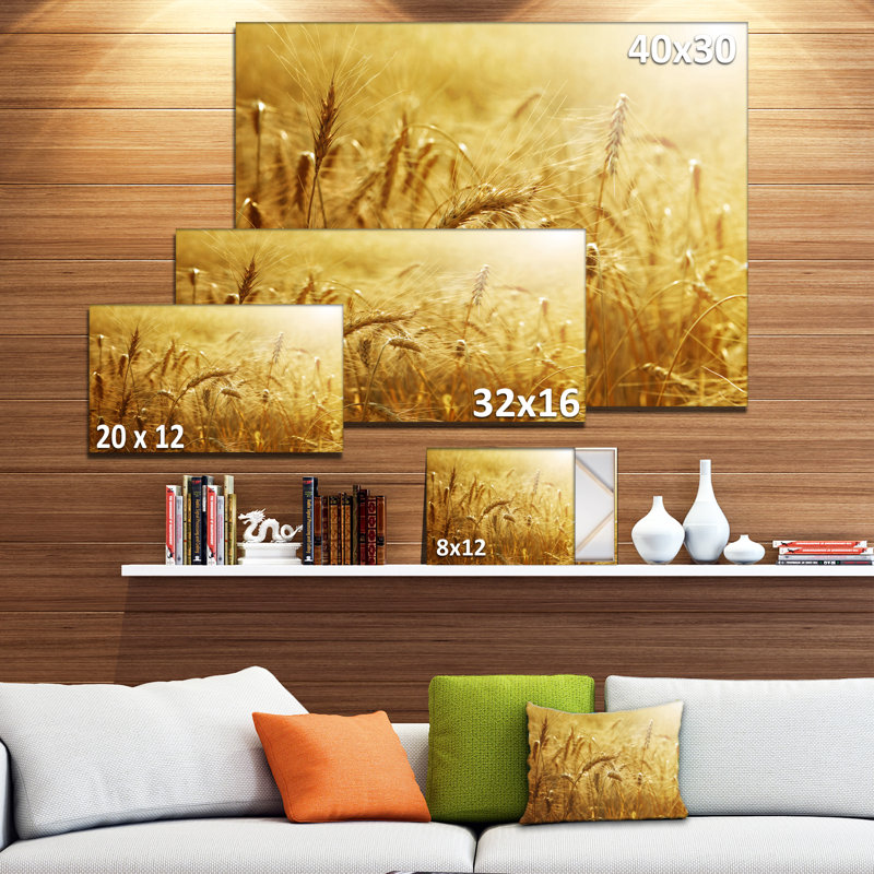 Golden Wheat Field - Wrapped Canvas Print, 12" H x 20" W
