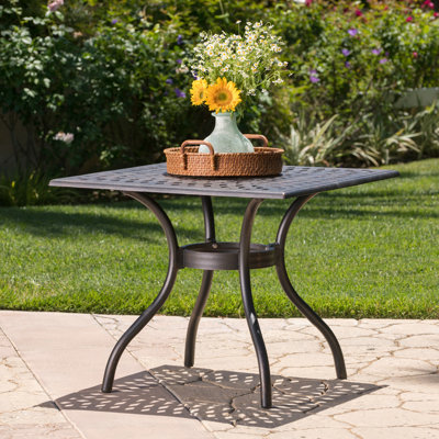 Rust - Table de patio carrée de 37 po - Aluminium, aluminium scintillant léger pour les loisirs d'extérieur