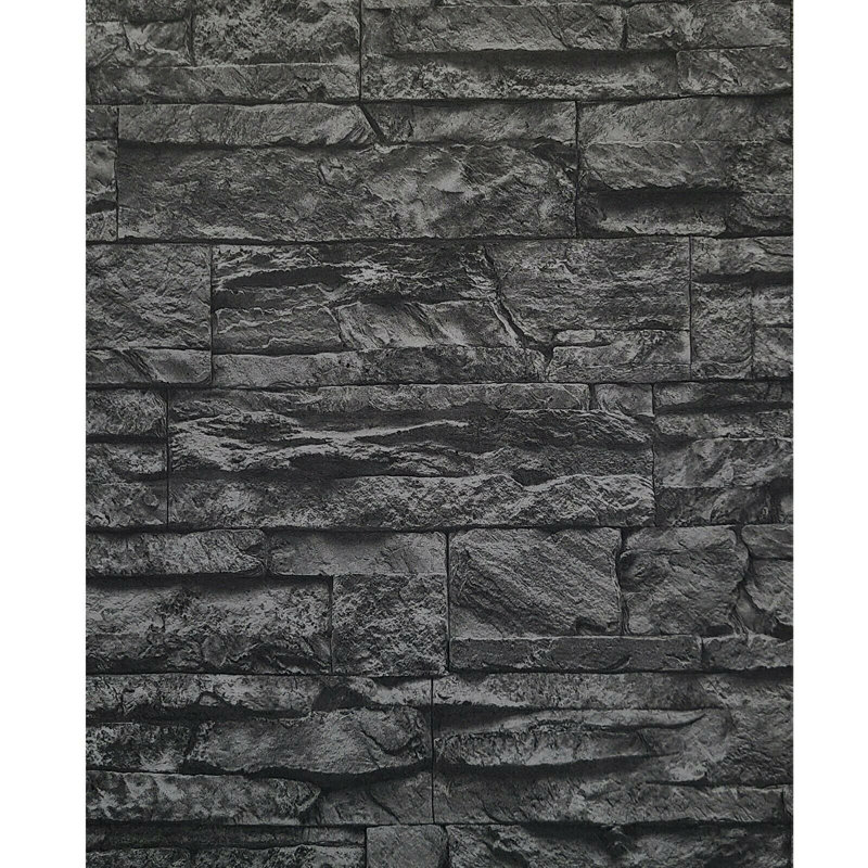 Papier peint gris anthracite noir moderne Roll Faux Stone 3D