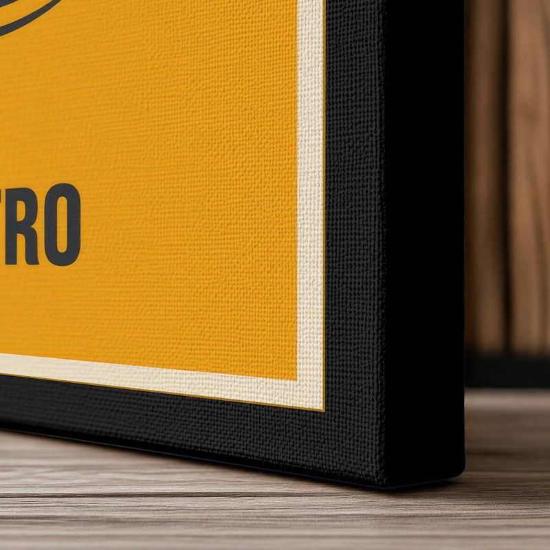 Golden Sphere Retro - Wrapped Canvas, 30x20 - 76.2 x 50.8 cm, Black Border