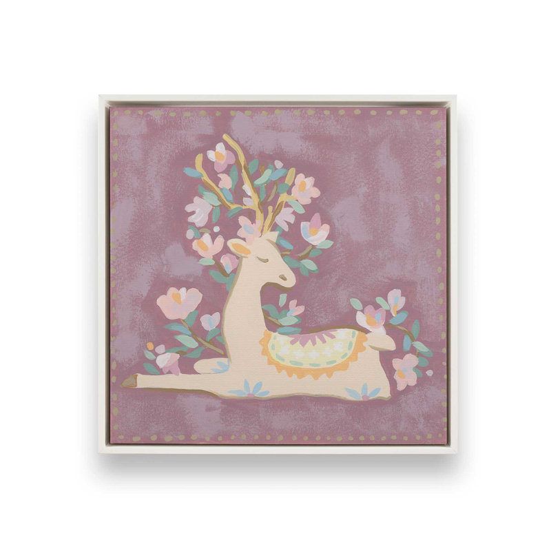 «Folkloric Reindeer II» par June Erica Vess, reproduction d'art sur toile, H 12 po x l 12 po, Blanc
