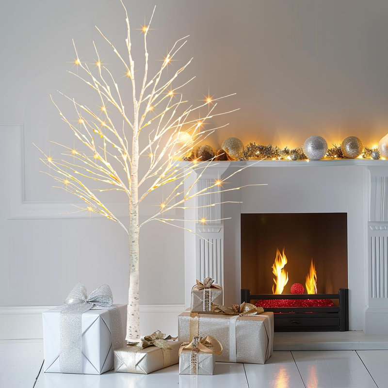 144 arbres de Noël artificiels pré-éclairés 144 bouleaux avec lumières DEL de 144 pi