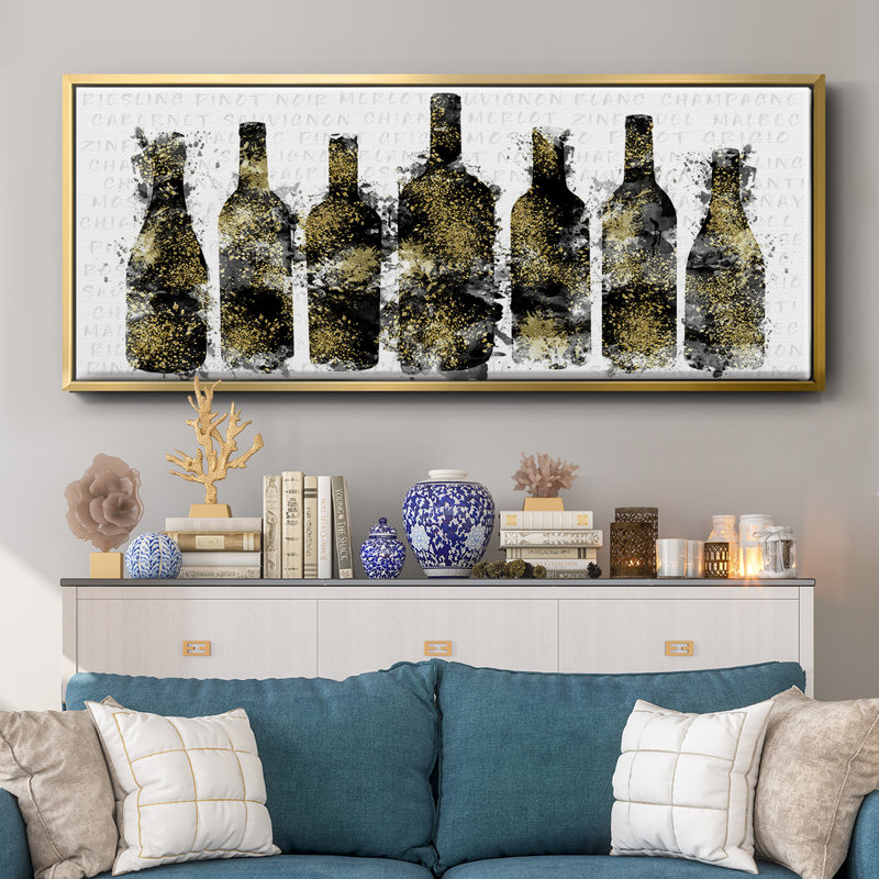 Wine Selection- Framed Canvas, 12" H x 30" W