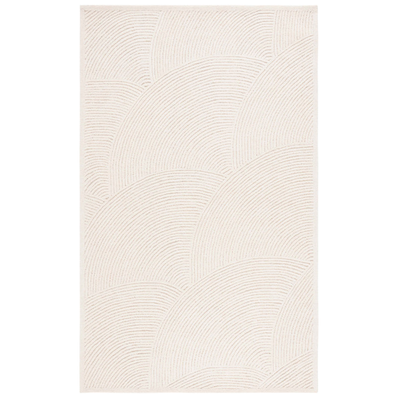 Textural Hand Tufted Wool/Cotton Geometric Rug in Ivory, Rectangle 2'3" x 4" 