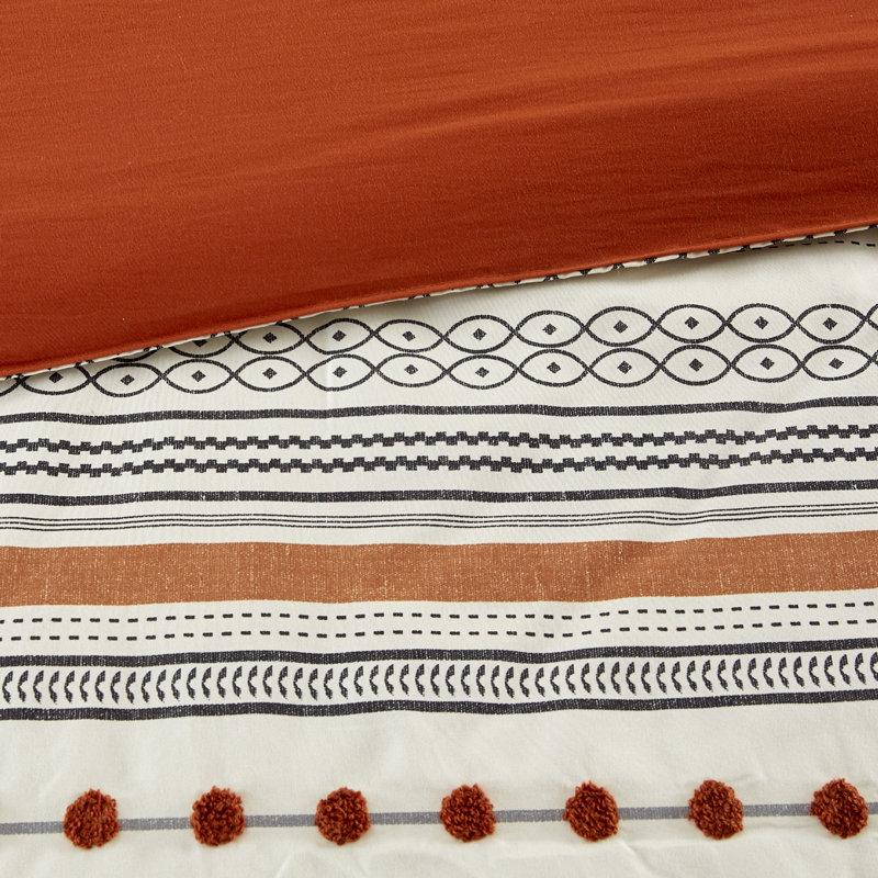  Beige/Orange Microfiber Reversible 4 Piece Comforter Set, King Comforter + 3 Additional Pieces