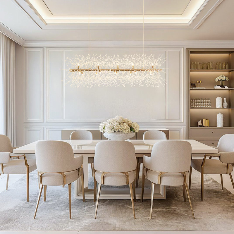 15-Light Linear Firework Chandelier , Brass