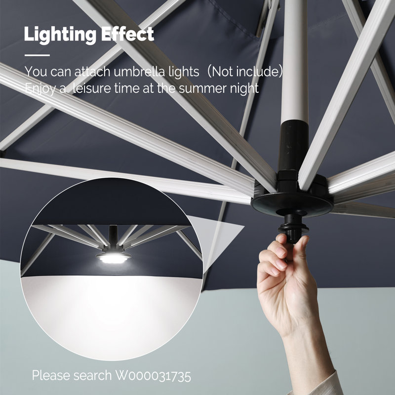 274.3cm X 335.3cm Rectangular Cantilever Parasol, Grey