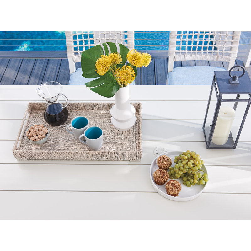 Seabrook Transitional 88" Oyster-White Aluminum Dining Table
