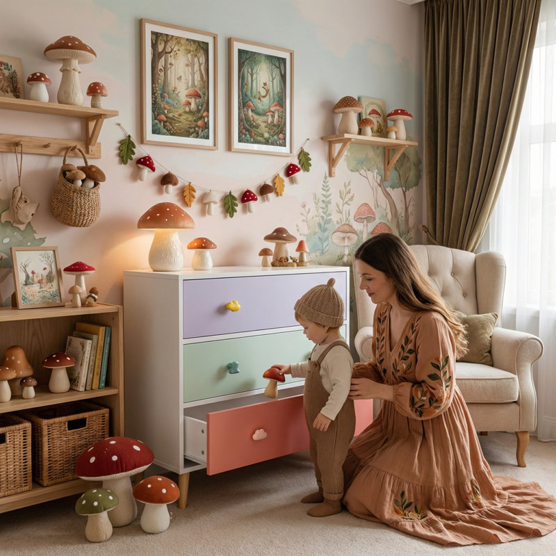 Commode 31,50 po multicolore pour enfants, commode à 3 tiroirs avec poignées mignonnes, glissières européennes lisses et sécurité anti-basculement pour chambre d'enfant