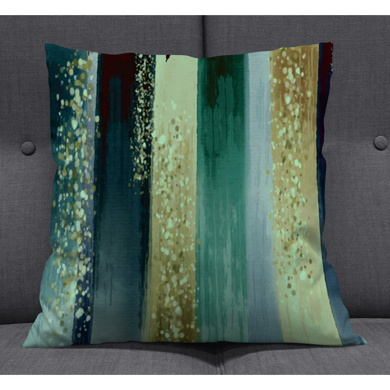 Throw Pillow With Insert, Green Striped 2, 18"H x 18"W