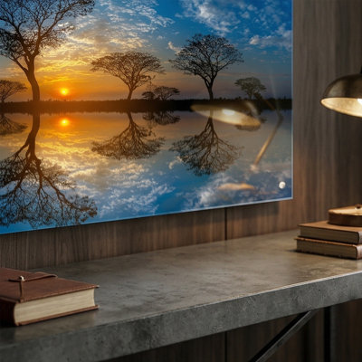 Reflecting Savanna Sunset - Impression sur verre trempé