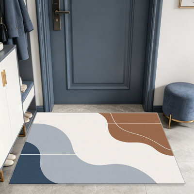 Tapis 1PC neutre à imprimé abstrait et courbe, tapis décoratif polyvalent et élégant, facile à nettoyer et à entretenir, pièce de mobilier idéale pour la chambre à coucher, le salon, le couloir, l'entrée, le dortoir et le bureau afin de rafraîchir l'ambiance intérieure de votre maison