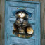 Décoration murale suspendue en bois figurine pour chat noir halloween